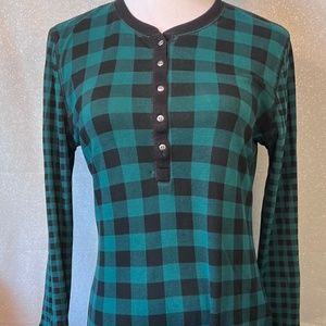 Chaps green checkered long-sleeve shirt